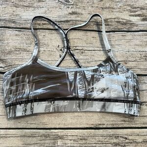 Soul Cycle Racerback Sports Bra Graphic Print in Taupe and Grey size small